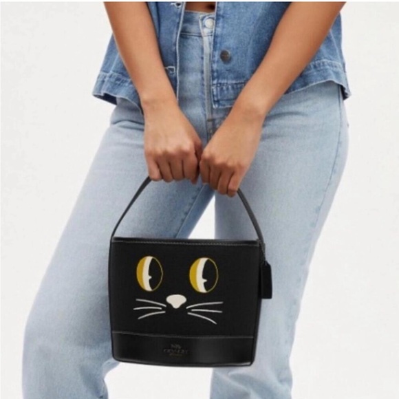 Coach Black Cat Face Shoulder Bag - Picture 4 of 7